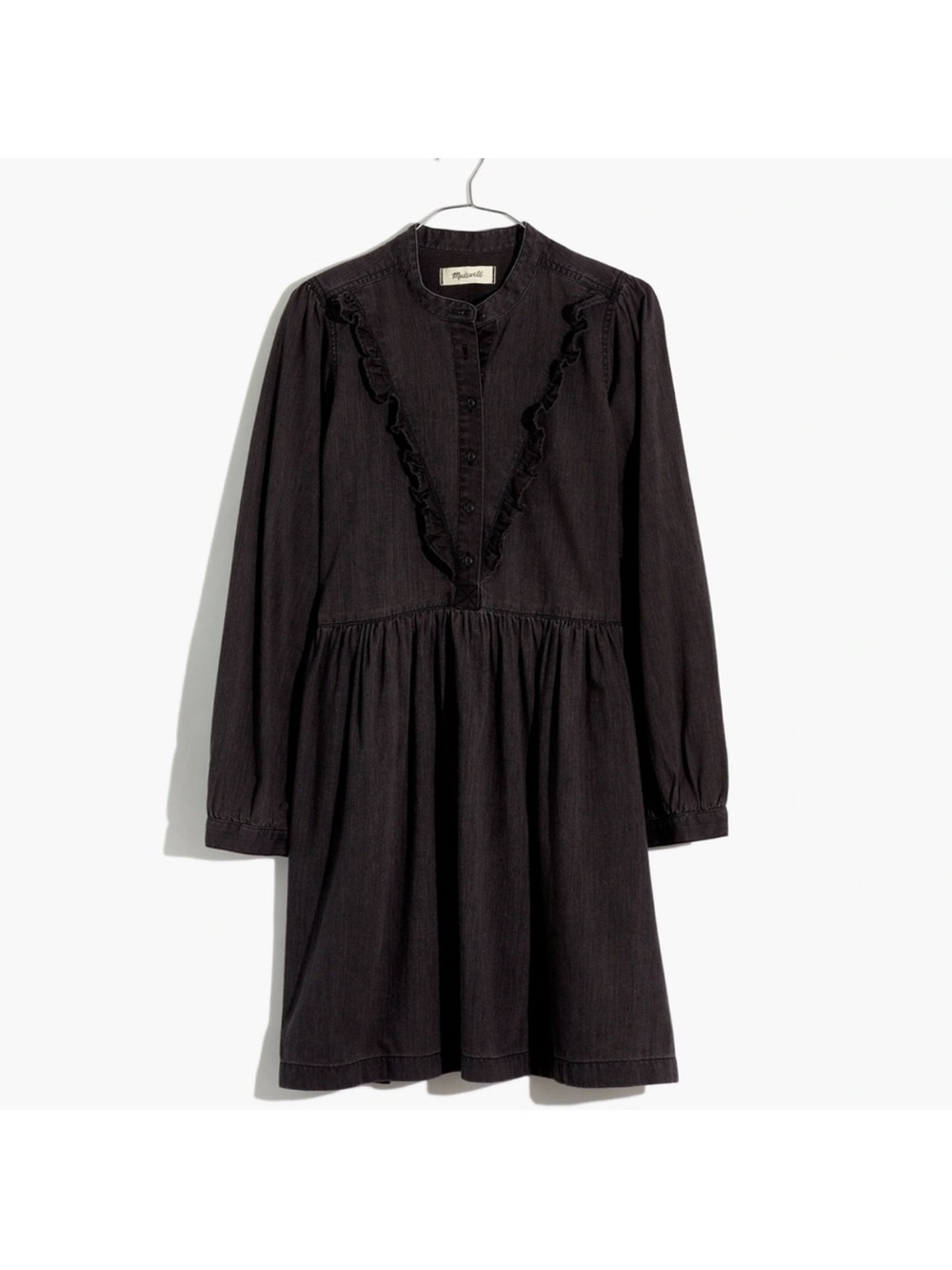 Madewell Denim Ruffle-Yoke Babydoll Dress in Lunar Wash Size L
